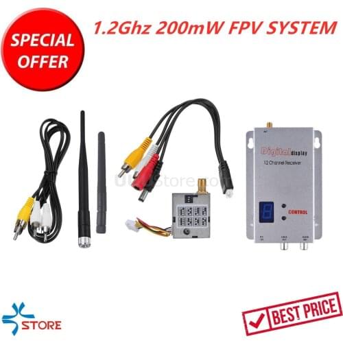 New 1.2G 1.2Ghz 200mW Wireless 8CH Audio Video FPV Transmitter With 12CH FPV Receiver Combo For RC FPV Racing Drone Models
