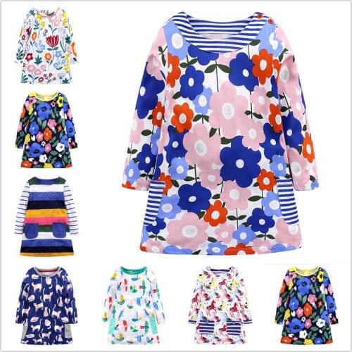 Flower Baby Girl Dress Knee Length Girls Dresses Cotton Blouse Girl Clothes Vestidos 1-7 Years Jumpers Outfits