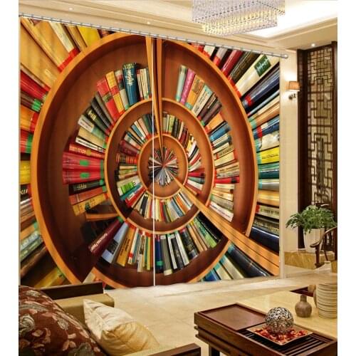 Custom windows curtains 3d Blackout Curtain Round stereo bookshelf Living Room Bedroom Beautiful Practical modern Curtains