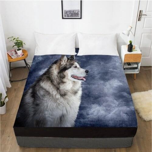 3D Printed Fitted Sheet Custom Design Mattress Fitted Cover Bed Linens Sheets Bedsheet 173*190cm 198*203cm Wolf Home Bedding