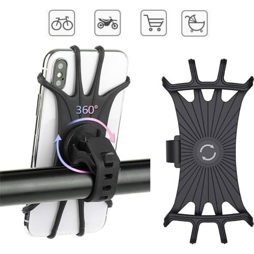 Silicone Universal Bicycle Phone Holder Motocycle Bike Handlebar Bracket Holder GPS Clip for IPhone Samsung Xiaomi Huawei Phone