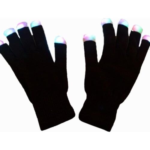 LED Glowing Fluorescent Party Bar Stage Magic Show Black Fun Creative Gloves Christmas Halloween Children Adult Boys and Girls