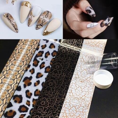 Patterns Nails Foil Snake Print Leopard Papers Nail Art Foils Wrap Slider Sticker Nails Art Decorations Snake Decals 100cm