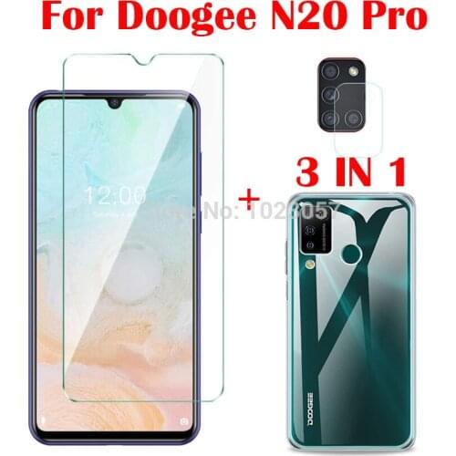 3-in-1 Case + Camera Tempered Glass On For Doogee N20 Pro 6.3 inch ScreenProtector Glass On For Doogee N20 Pro 2.5D Glass