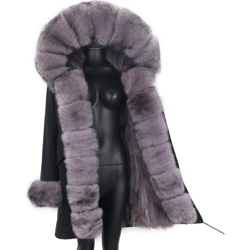 2021 Women Winter Jacket 7XL Long Waterproof Parka Real Fur Coat Natural Raccoon Fox Fur Streetwear Detachable Outerwear