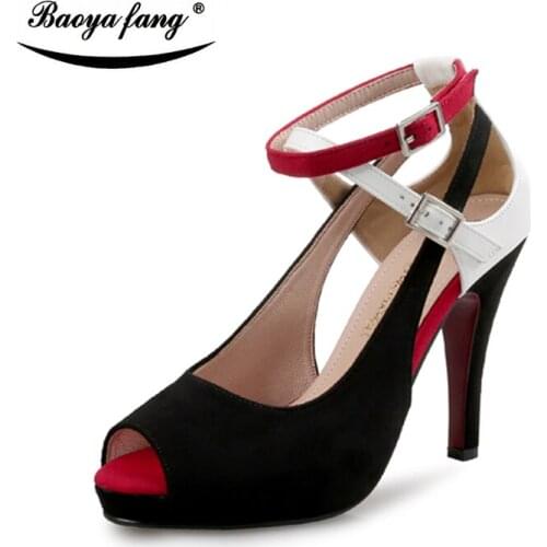 BaoYaFang Brand Women summer sandals Girls fashion wedding shoes Bride 10cm High heels party dress shoes woman high shoes