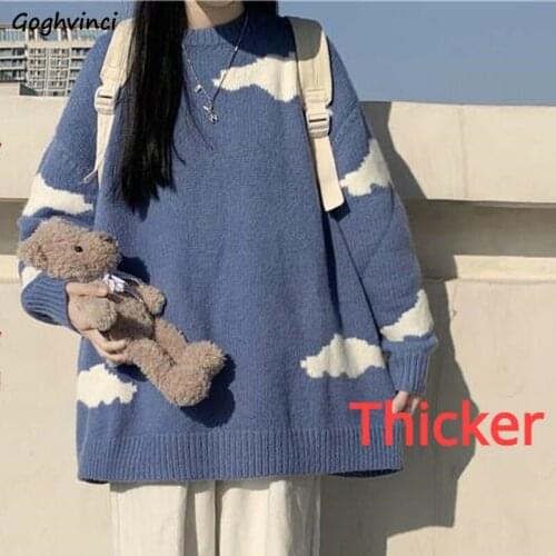 Women Pullovers Thickening Couple O-neck Printed Loose College Student Fresh Lovely Girl High Quality Warm All-match Sweater New
