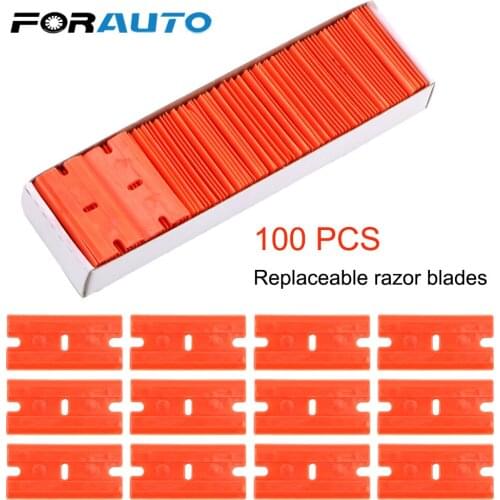 100pcs Double Edged Plastic Razor Blade Car Wrap Sticker Squeegee Lable Clean Razor Glue Remover Window Glass Clean Scraper