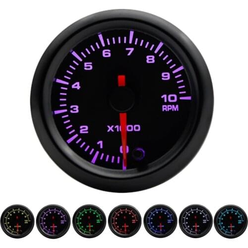2" 52mm 7 Colors LED Car Auto Tachometer 0-10000 RPM Gauge High Speed Stepper Motor RPM meter Car Meter