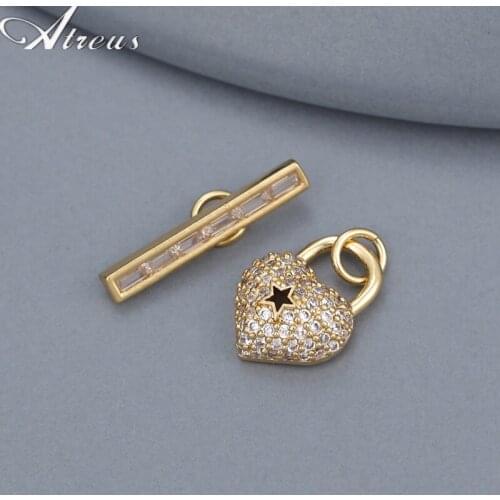 2pc Creative Lock Heart Pendant for Jewelry Making Copper Zircon DIY Charms for Women Necklace&Bracelets Handmade Craft Supplies