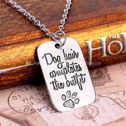 24PC Wholesale Dog Hair Completes The Outfit Charm Pendant Necklace Paw Chain Animal Memorial Jewelry For Pet Lover Fashion New