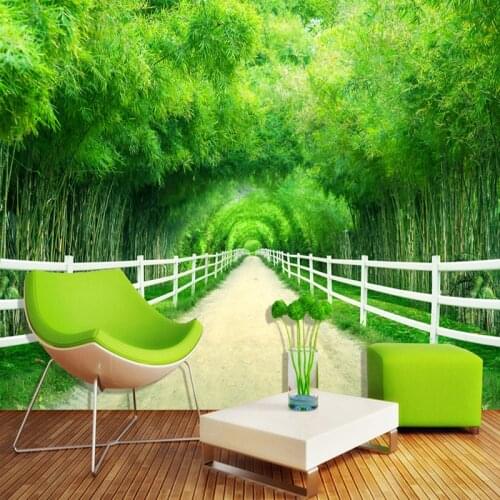 Custom 3D Mural Wallpaper Modern Simple Bamboo Forest Fence Path Photo Wall Painting Living Room TV Sofa Backdrop Wall Paper 3 D