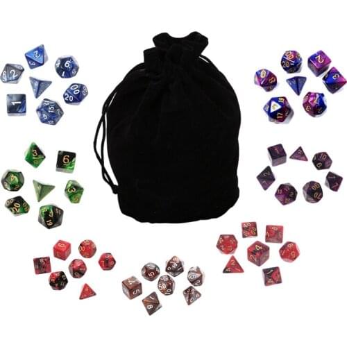 49 Pcs Resin Assorted Polyhedral Dices with Pouch for DND RPG MTG Game D4 D6 D8 XXUF