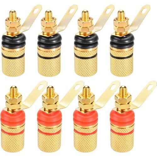 8pcs Gold Plated Speaker Terminal Binding Post Connector Banana Plug Socket Connector Suitable for 4mm Banana Plug