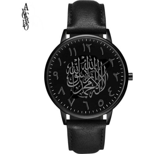 AVOCADO 2019 MenS Watches Black Arabic Quartz Wristwatches Leather Strap Reloj Arabe Negro