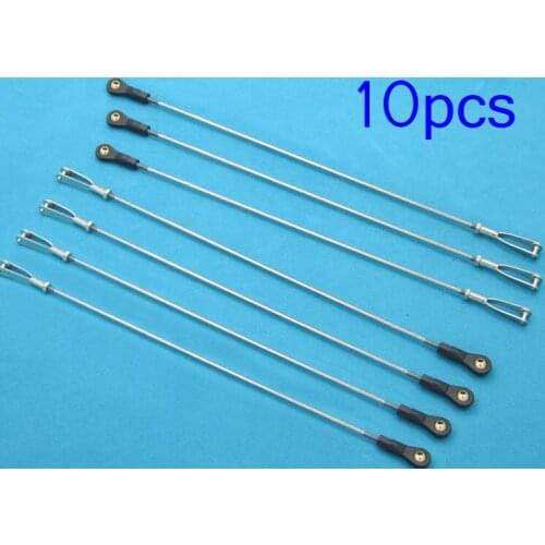 Free Shipping 10PCS M2 Rod With Universal Ball End And M2 Metal Clevis Length 100/110/120/130/140/150/200/250/300mm Spare Part
