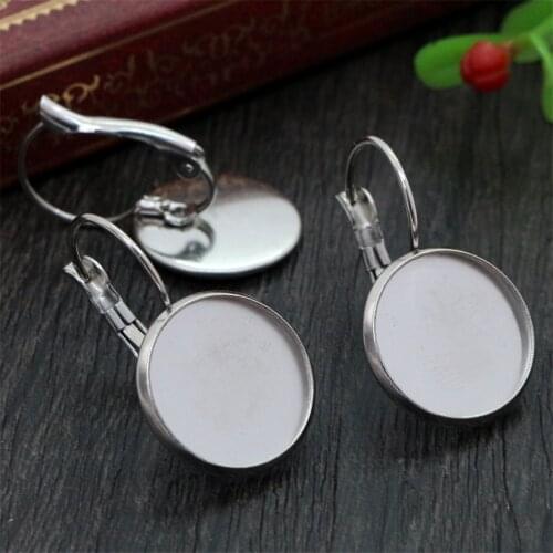 No Fade ) 14mm 16mm 18mm 10pcs Stainless Steel French Lever Back Earrings Blank/Base,Fit 14 16 18 mm Glass Cabochons,Buttons