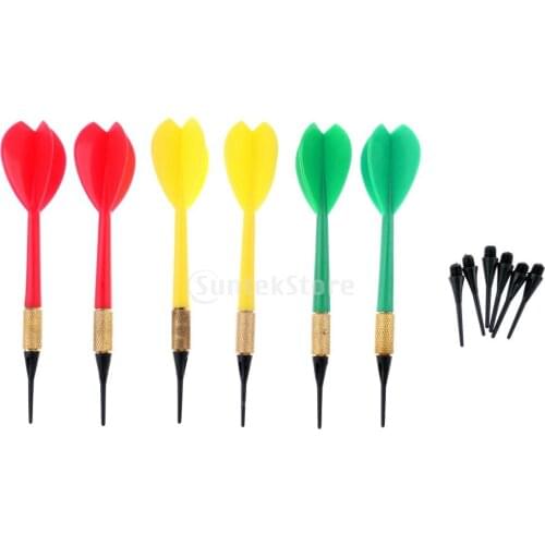 6 Pieces Safety Soft Tip Darts with Extra 6 Pieces Soft Tips for Soft Dartboard and Electronic Dartboard