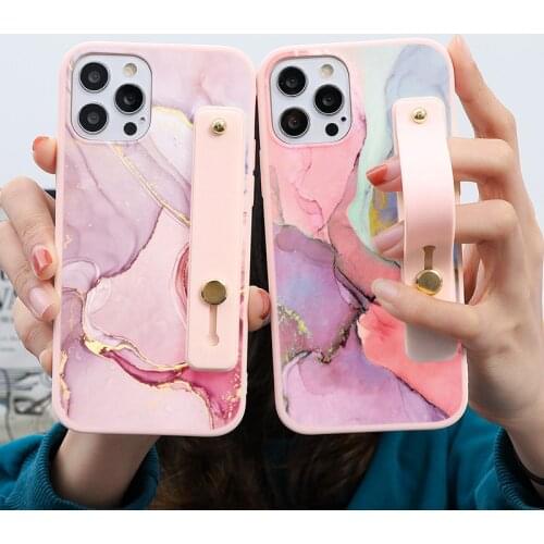 Luxury Marble Case For iPhone 12 Mini 11 Pro Max XS Max X XR Coque For iPhone 7 8 6 6S Plus 5 SE 2020 Wrist Strap TPC Soft Cover