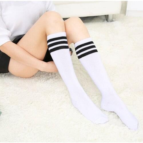 Womans Stockings Under the Knee, Adorable Anime Tight Black White Kawaii Student Cosplay Cotton socks
