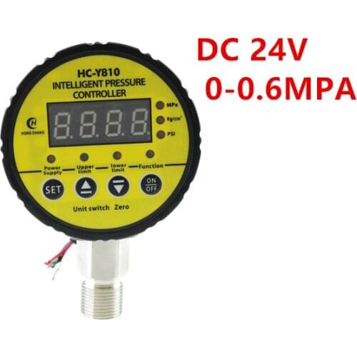 24VDC Digital electric contact pressure gauge HC-Y810 digital display intelligent pressure controller 0-0.6MPA