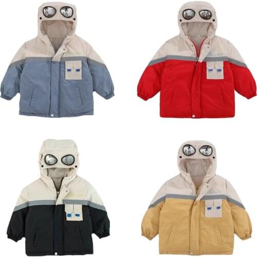 2021 Winter Duck Down Hooded Jacket for Kids with Glasse Childrens Outerwear Fashion Outfits Coat Girl Boy Winter Jumpsuit Kids