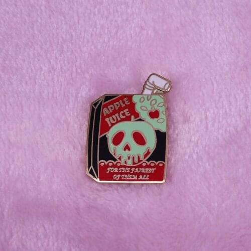 Goth Apple juice enamel pin Halloween horror jewelry