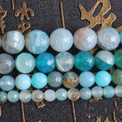 Faceted Blue Crackle agates 6-12mm Loose Beads 15inch , For DIY Jewelry Making !We provide mixed wholesale for all items