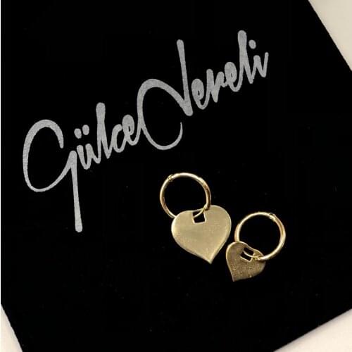 GULCE DERELI, HEART EARRINGS, HOOP EARRINGS, CHARM EARRINGS, GIFT BOX, GOLD/SILVER PLATED