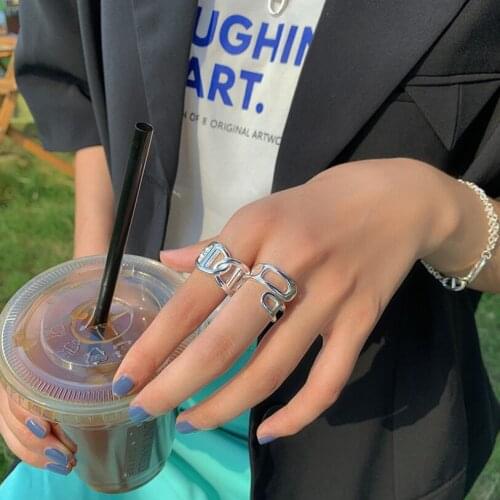 925 Sterling Silver Ins Double Headed Pig Nose Three Loop Winding Index Finger Opening Rings For Women Fine Jewelry Party Gift