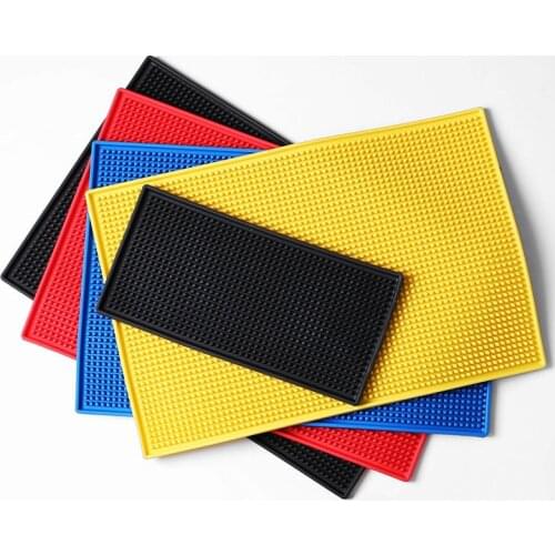 4 Colors Rectangle Rubber Beer Bar Service Spill Mat For Table cup Black Water Proof Anti-skid Mat Glass Coaster Place plate mat