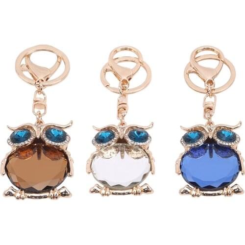 Crystal Owl Shape Keychain Rhinestone Key Rings Trinket Car Keychains Bag Pendants Fashion Women Jewelry