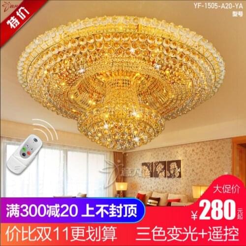L Lamp living room headlights round crystal lamp LED bedroom hall ceiling lamp European chandelier luxury atmosphere home