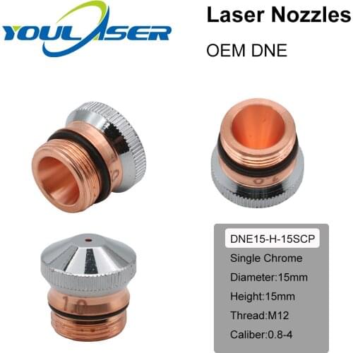 DNE Laser Nozzles Chrome-plated Single/Double Layers H15 Caliber 0.8-4.0mm for DNE Fiber Laser Cutting Head