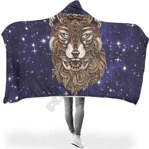 Wolf Lightweight Bright Colors Wearable Blankets Hooded Blanket 3D print Wearable Blanket Adults men women Polynesian
