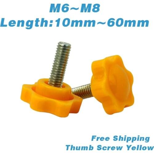 M6 M8 Yellow Star Shape Thread Clamping Handle Bolt Bakelite Hand Knob Tightening Screw Industry Equipment Plastic Steel