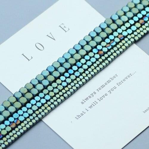 Matte Green Faceted Hematite Beads Cube Shape Natural Stone Faceted Spacer Loose Beads for DIY Jewelry Bracelet Making 2 3 4mm