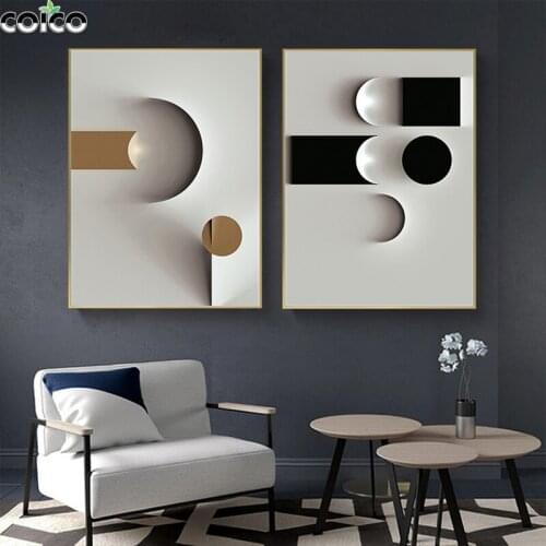 Minimalist Abstract Geometric Wall Home Decor Canvas Painting Black White Aesthetic Art Poster Print Picture Living Room Frame
