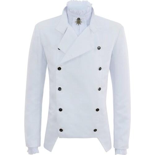 Mens Pirate Shirt Vampire Renaissance Medieval Victorian Gothic Clothing Long T Shirt With Jacket Coat