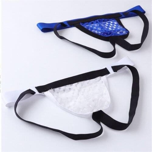 Mens Double Thongs Underwear Sexy Mesh Hollow Transparent Gay Underwear G-string Mens Jockstrap