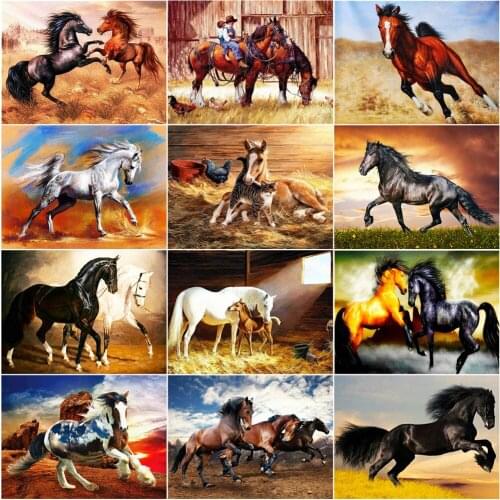 AZQSD Diamond Painting Kit Horse Picture Of Rhinestones Home Decor Diamond Embroidery Sale Animal Full Square Drill Needlework