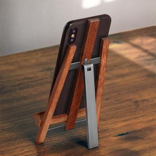 Real Wood Cell Phone Stand Adjustable Handmade Rosewood+Metal holder universal for all Mobile Smart Phones Tablets Desktop Stand