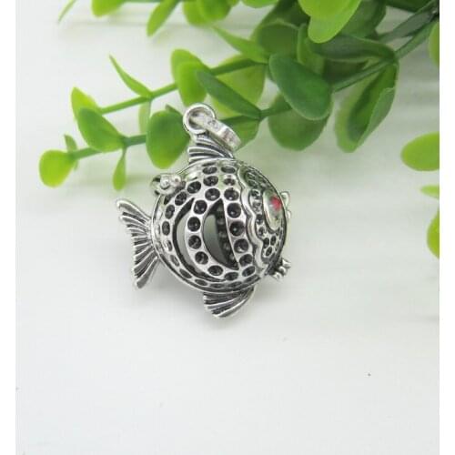 2017 New Arrival Antique Silver Plated Fish Shape Openable Locket Neckalce Pendant fit For 16mm Bead