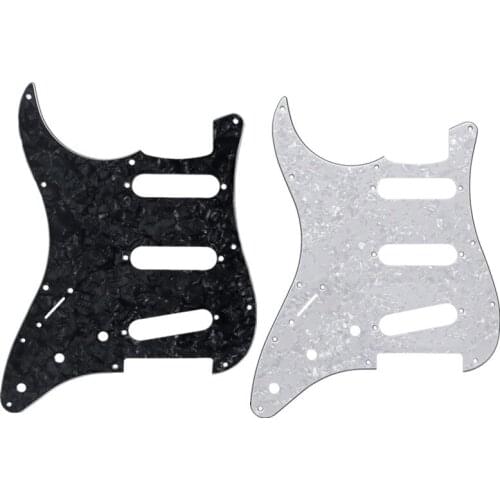 NEW 2PCS Left Handed Pickguard SSS 11 Holes Scratch Plate 4Ply Black Pearl +White Pearl