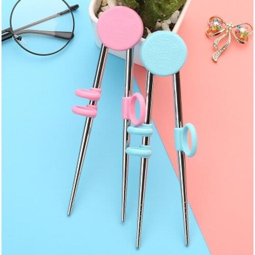 Learning Training Chopsticks Stainless Steel Chop Sticks for Child Enlightenment Cute Pig