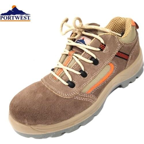 Portwest Safety Shoes Cow Suede Leather Male Anti-static Footwear Anti-smashing Breathable SRC-Slip resistant Composite Toe cap