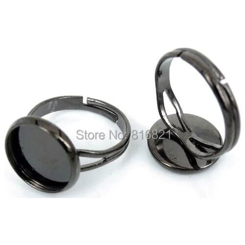 Blank Ring Settings with Round Curved Bezel Metal Cabochons Bases Ring Findings DIY Jewelry Making Gunmetal black tone Plated