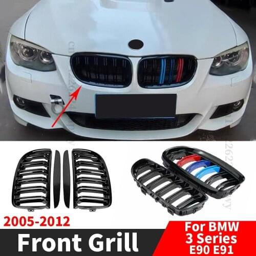 Kidney Bumper Grille Front Grille Racing Grill Middle Mesh Hood Grill For BMW 3 Series E90 E91 2006 2007 2009 2011 2005-2012