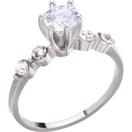 Romantic Fashion Silver Simple White Zircon Temperament Princess Rings Beautiful Brides Engagement Wedding Jewelry
