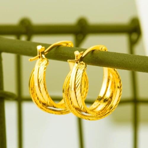 Wholesale Gold Color Arab/African Stud Earring Copper Earrings for Women/Girls Wedding Jewelry Gifts
